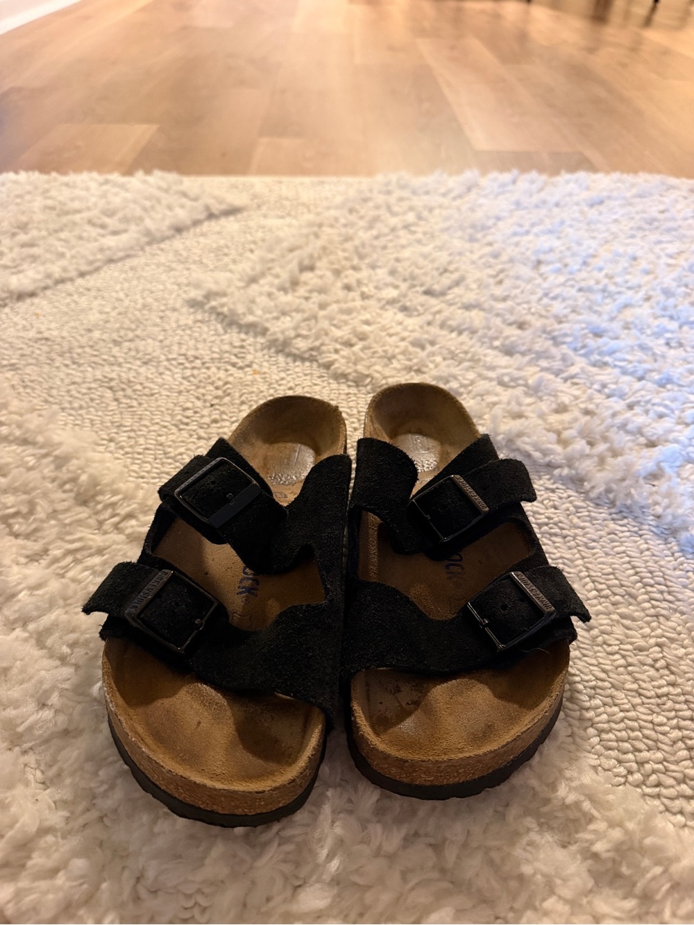 Black soft footbed suede Birkenstocks - Picture 3 of 4